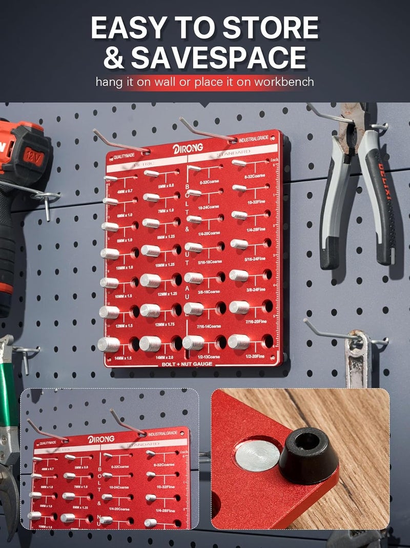 DRIRON Thread Checker, 28 Nut and Bolt Thread Checker, Premium 14 Metric & 14 Standard Identibolt, Bolt and Nut Identifier Gauge, Accurate Thread Gauge with Centimeters and Inches Scales on Both Sides - Image 3